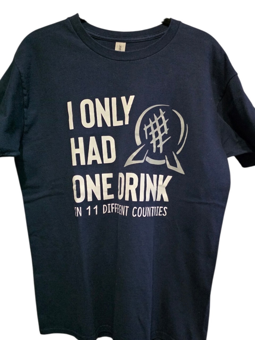 Gildan Navy Graphic Tee "I Only Had One Drink"
